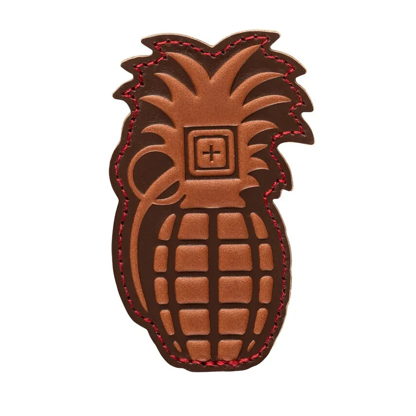 5.11 Tactical Pineapple Grenade Leather Patch Laser Cut Hook-Back PVC Patch