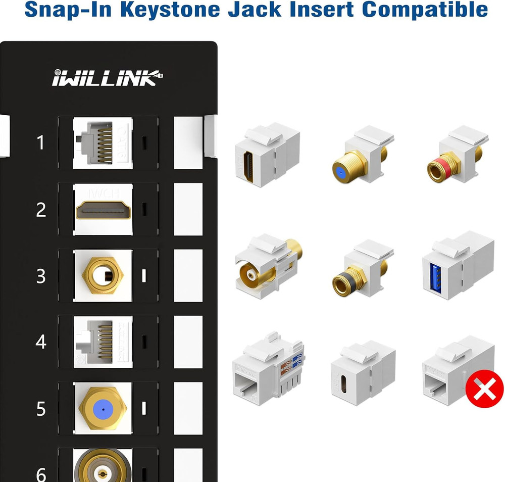 Blank 12-Port Keystone Patch Panel with 89D Wall Mount Bracket, Versatile Vertic