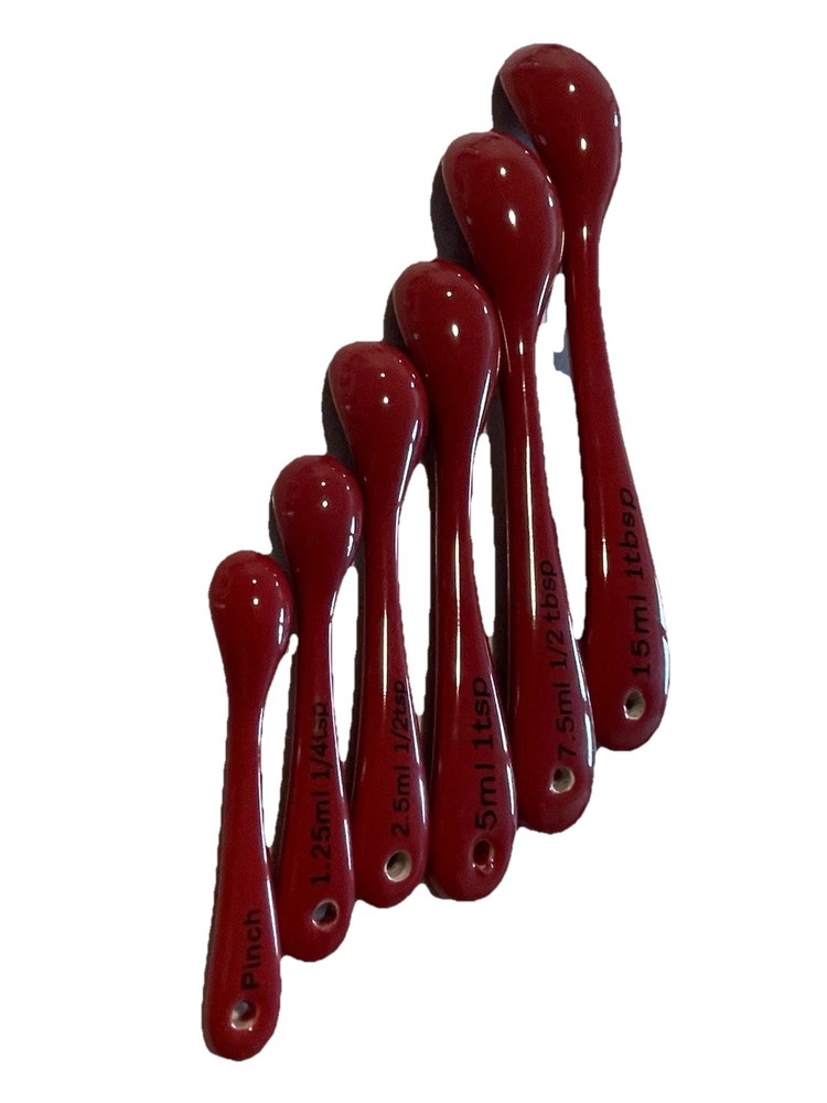 6 Ceramic Chili Red Measuring Spoon