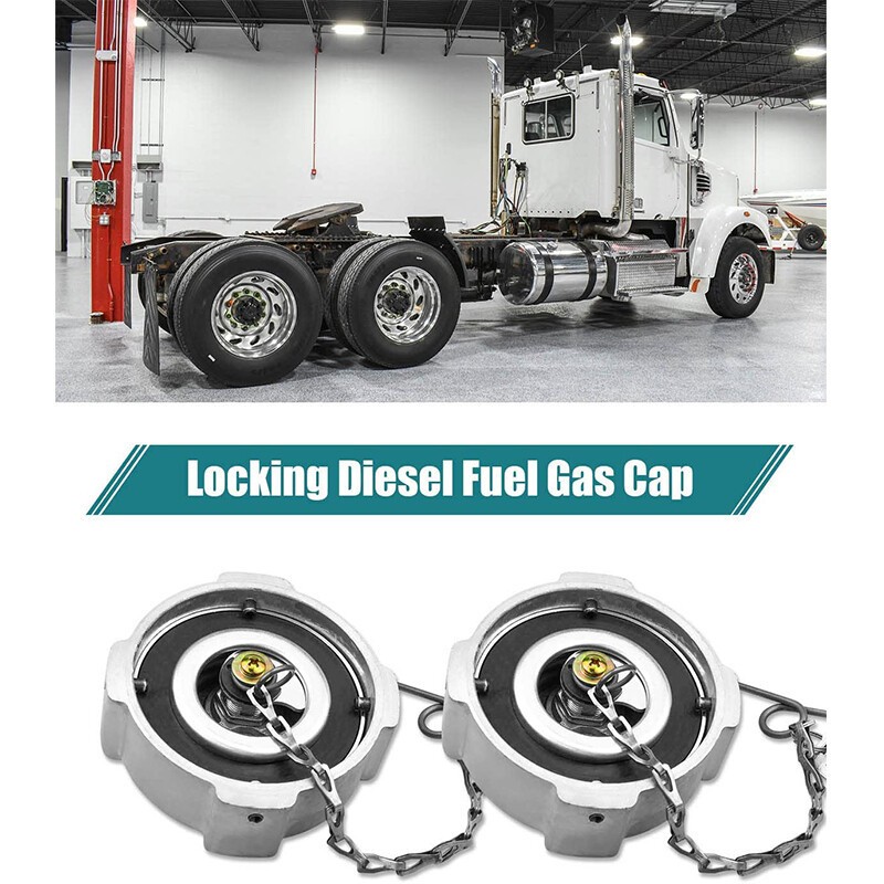 2Pcs Locking Diesel Fuel Cap with keys for 96-18 Freightliner Cascadia Columbia