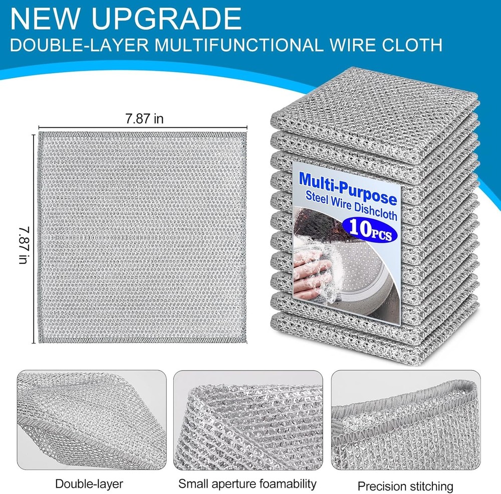 10pcs Multipurpose Wire Miracle Cleaning Clothes Thickened Cleaning Sponge Scrub