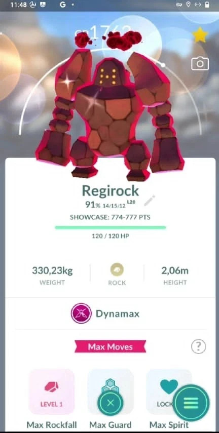 Shiny Dynamax Regirock PTC 80K Dust