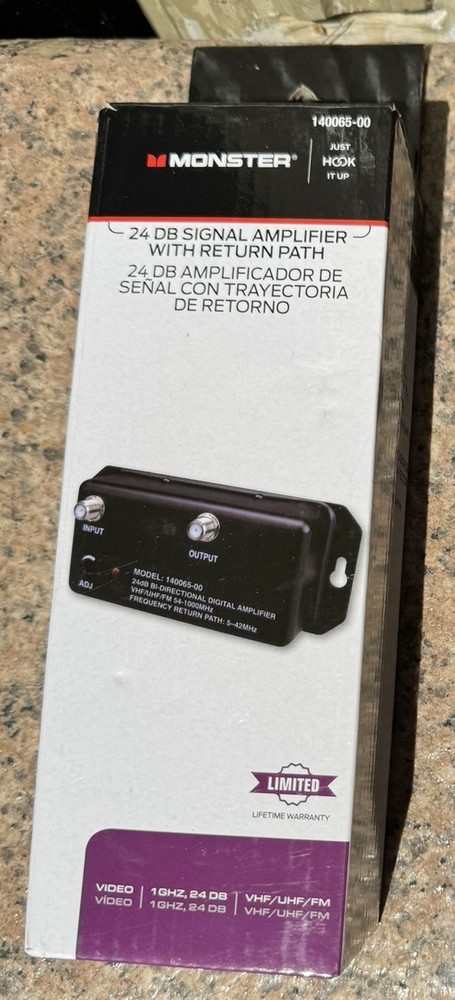 Monster 24DB Signal Amplifier with Return Path NIB