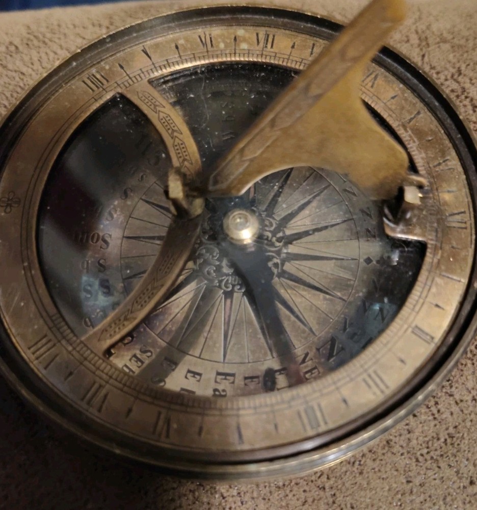 Solid Brass Captain's Sundial Compass Nautical Handmade Home Décor Compass