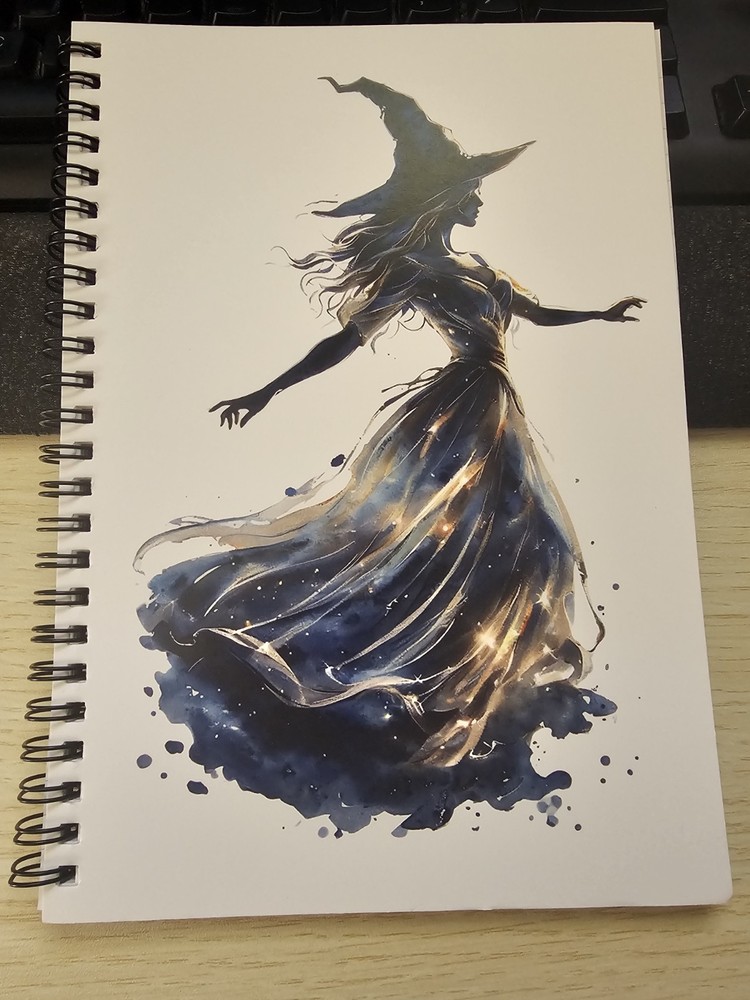 Moonlit Dancing Witch Spiral Notebook