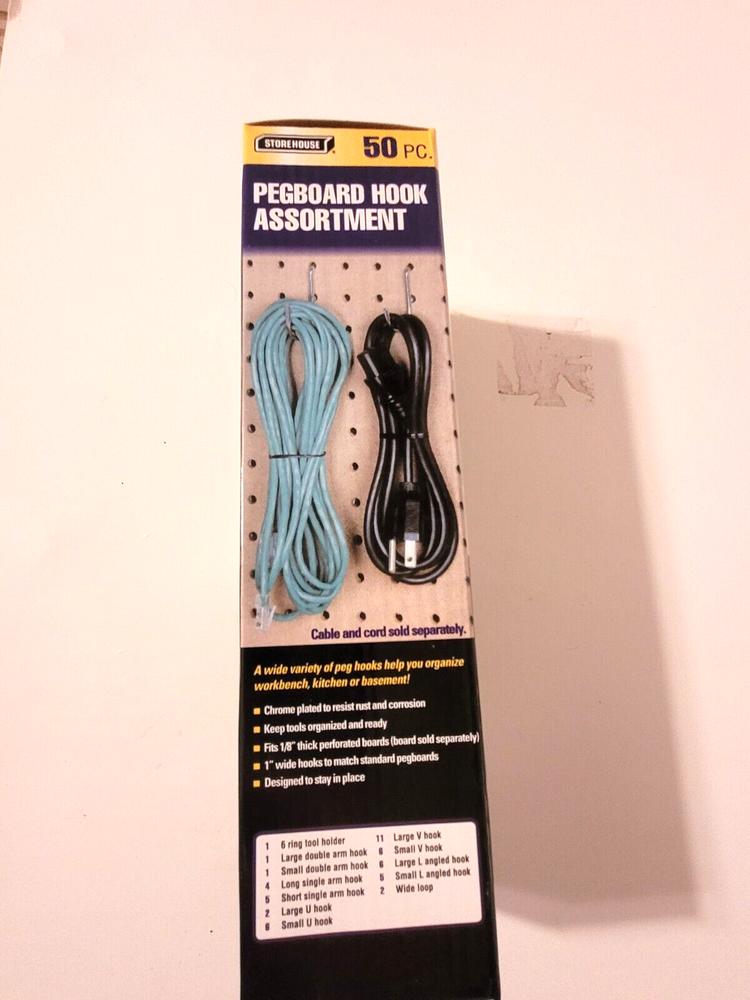 Storehouse 50pc. Pegboard Hook Assortment: Fits 1/8" Thick Boards