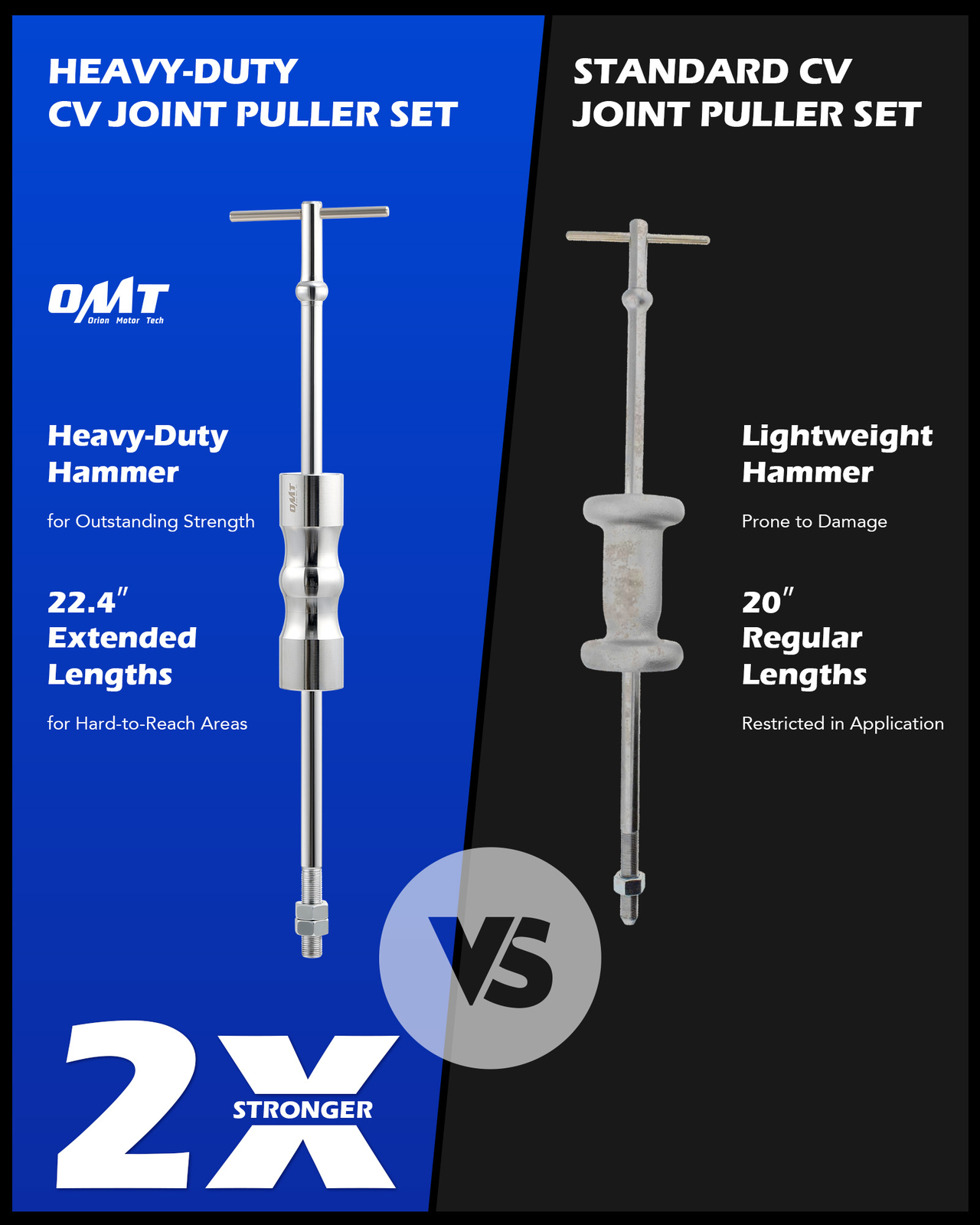 Inner CV Joint Puller Slide Hammer Wheel Drive Axle Half Shaft Removal Tool Kit