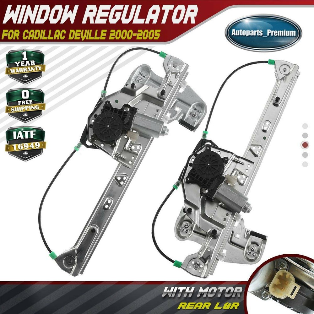 2x Rear Left & Right Window Regulator with Motor for Cadillac DeVille 2000-2005