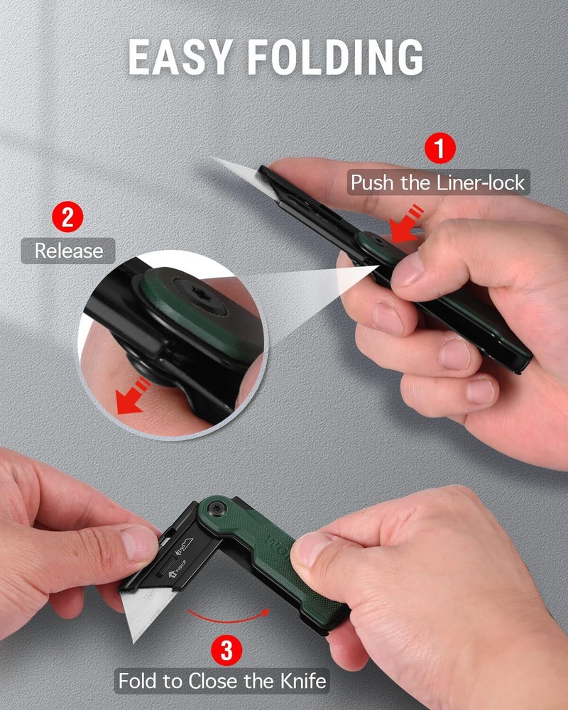 WORKPRO Folding Utility Knife Razor Knife Quick Change Box Cutter 10 Extra Blade