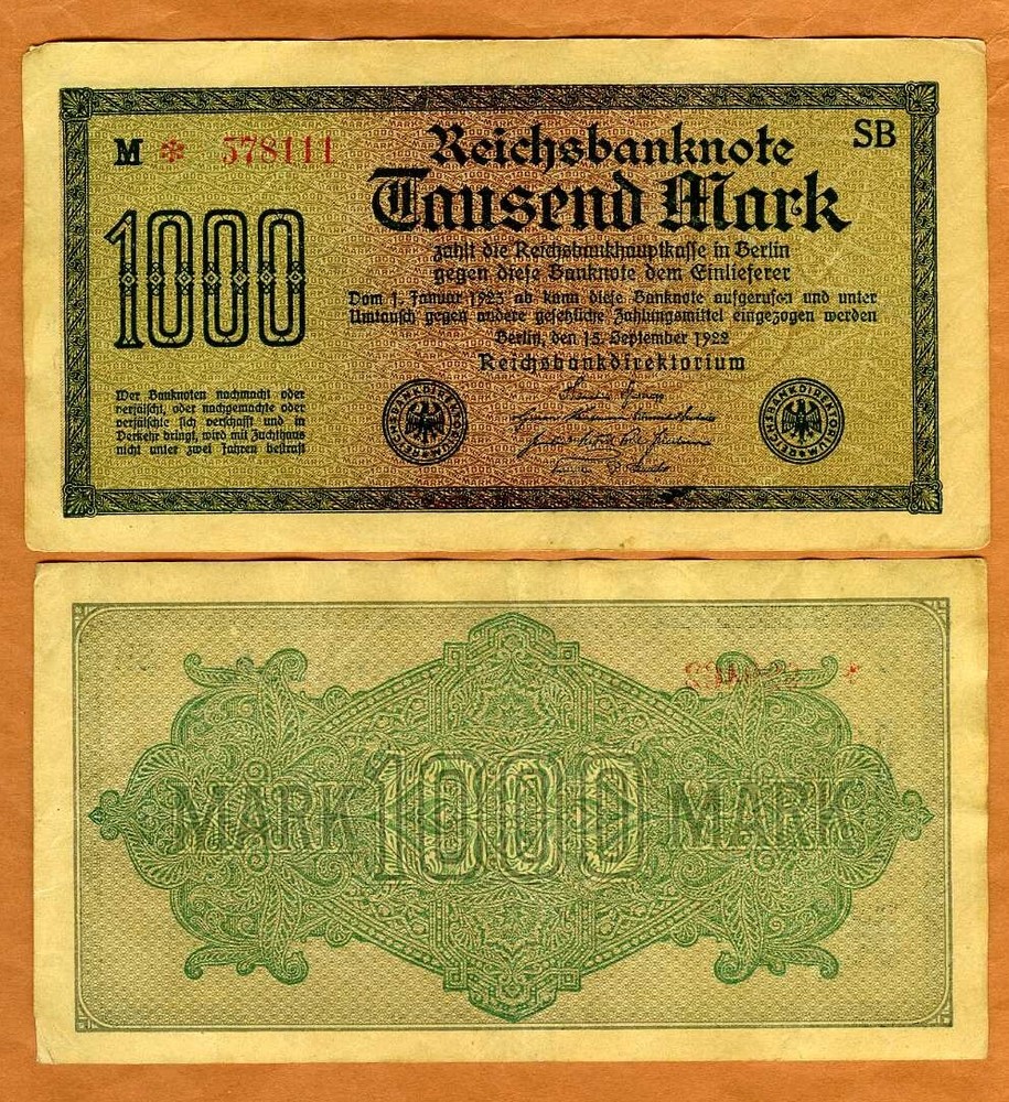 Germany, 1000 Mark, 1922, P-76 F-VF