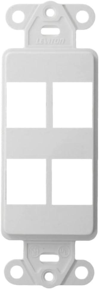 Leviton 40754-BW QuickPort Decora Plus Insert, 4-Port, White