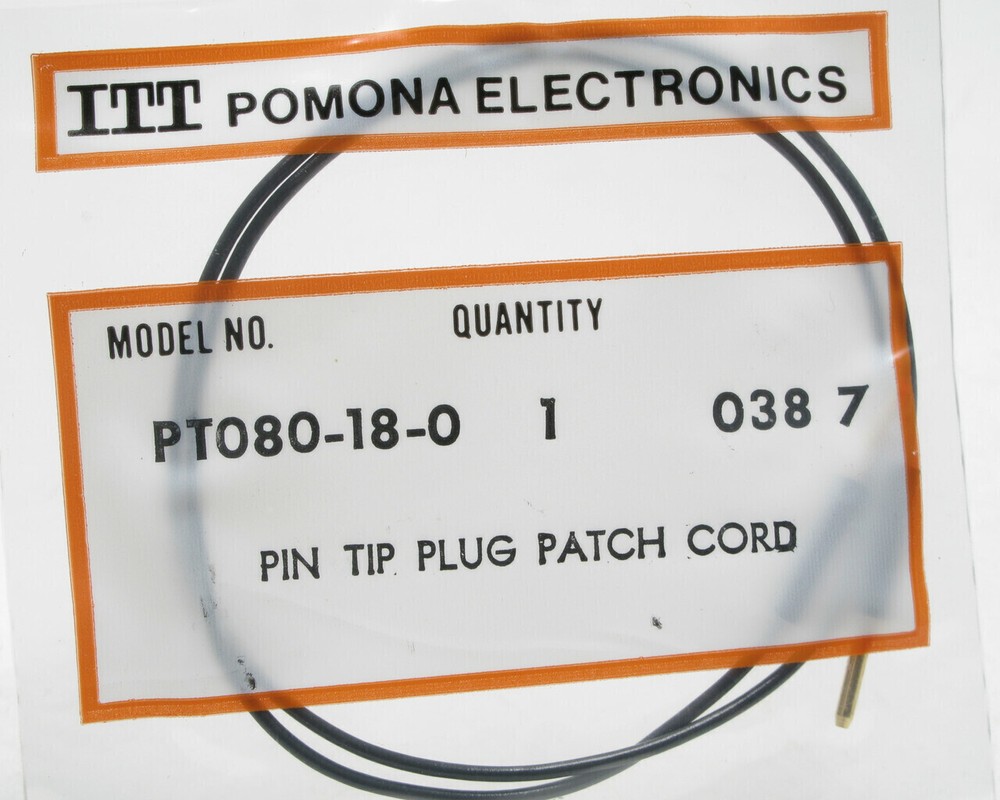 Pomona Electronics PT080-18-0 Pin Tip Plug Patch Cord, Black