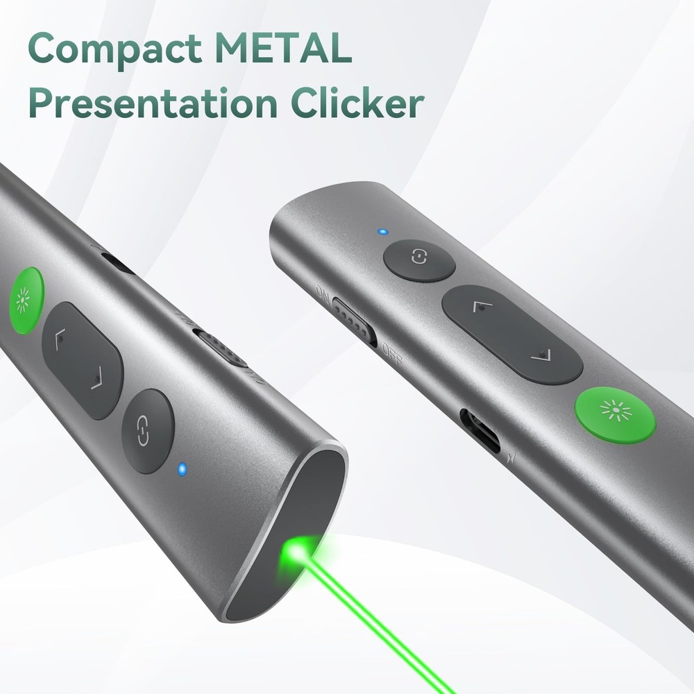 Wireless Presentation Clicker PowerPoint Remote: USB C A Presenter PPT Power ...