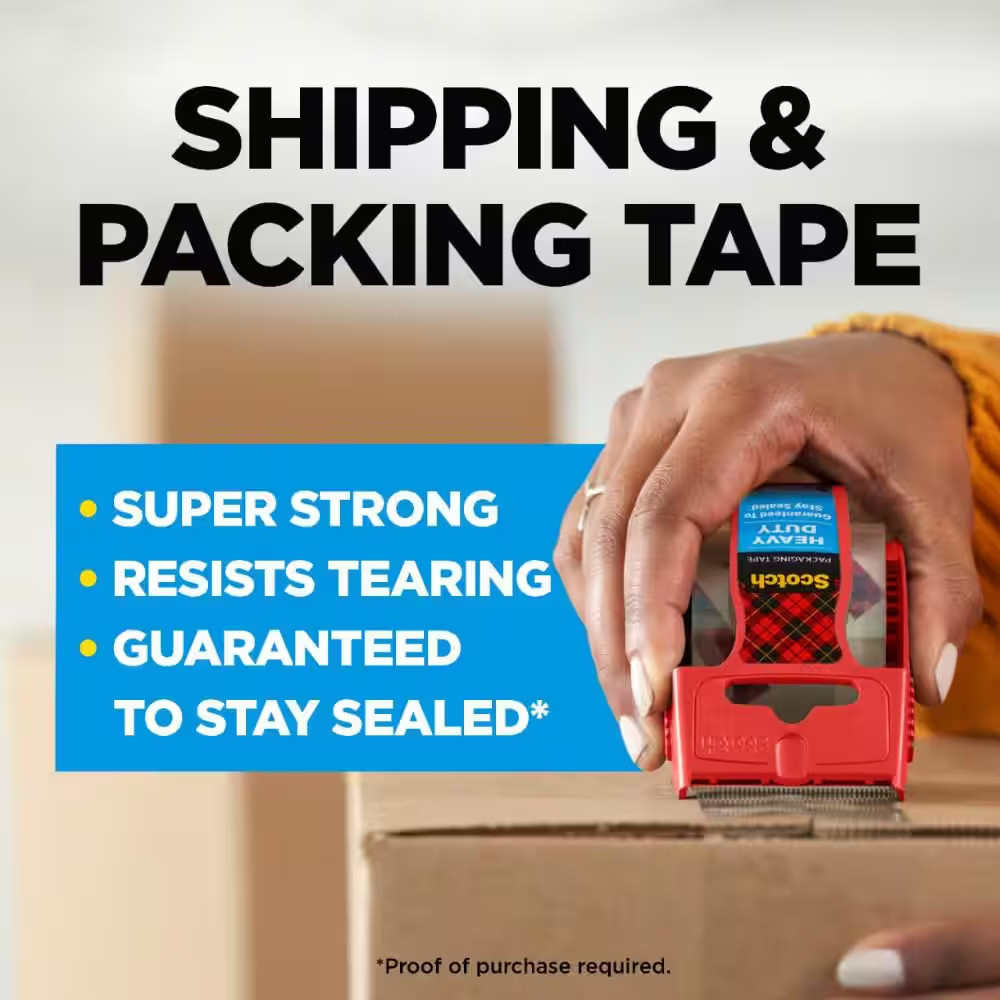1.88 In. X 66.7 Ft. Heavy Duty Shipping Packaging Tape (6-Pack with Dispenser)