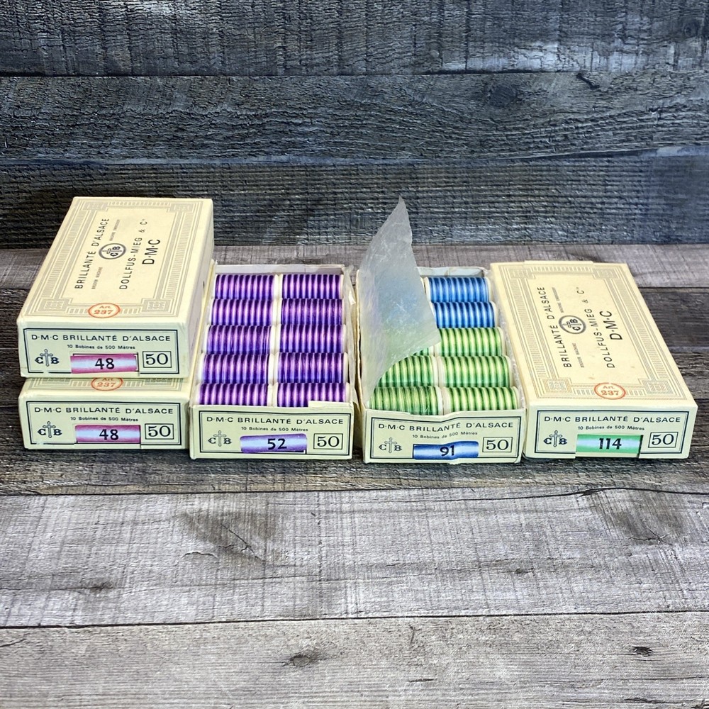 DMC Machine Embroidery Thread 5 Boxes 48 Spool Multi Color Blend #48, 114, 52, 9