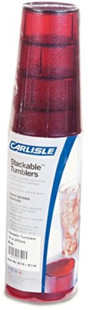 CFS 52168110 Stackable ShatterResistant Plastic Tumbler, 16 oz., Ruby (Pack of