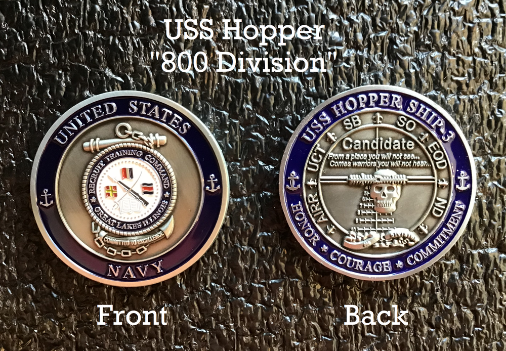 ~ USS Hopper ~ Ship 3 ~ US Navy Recruit Training Command Challenge Coin
