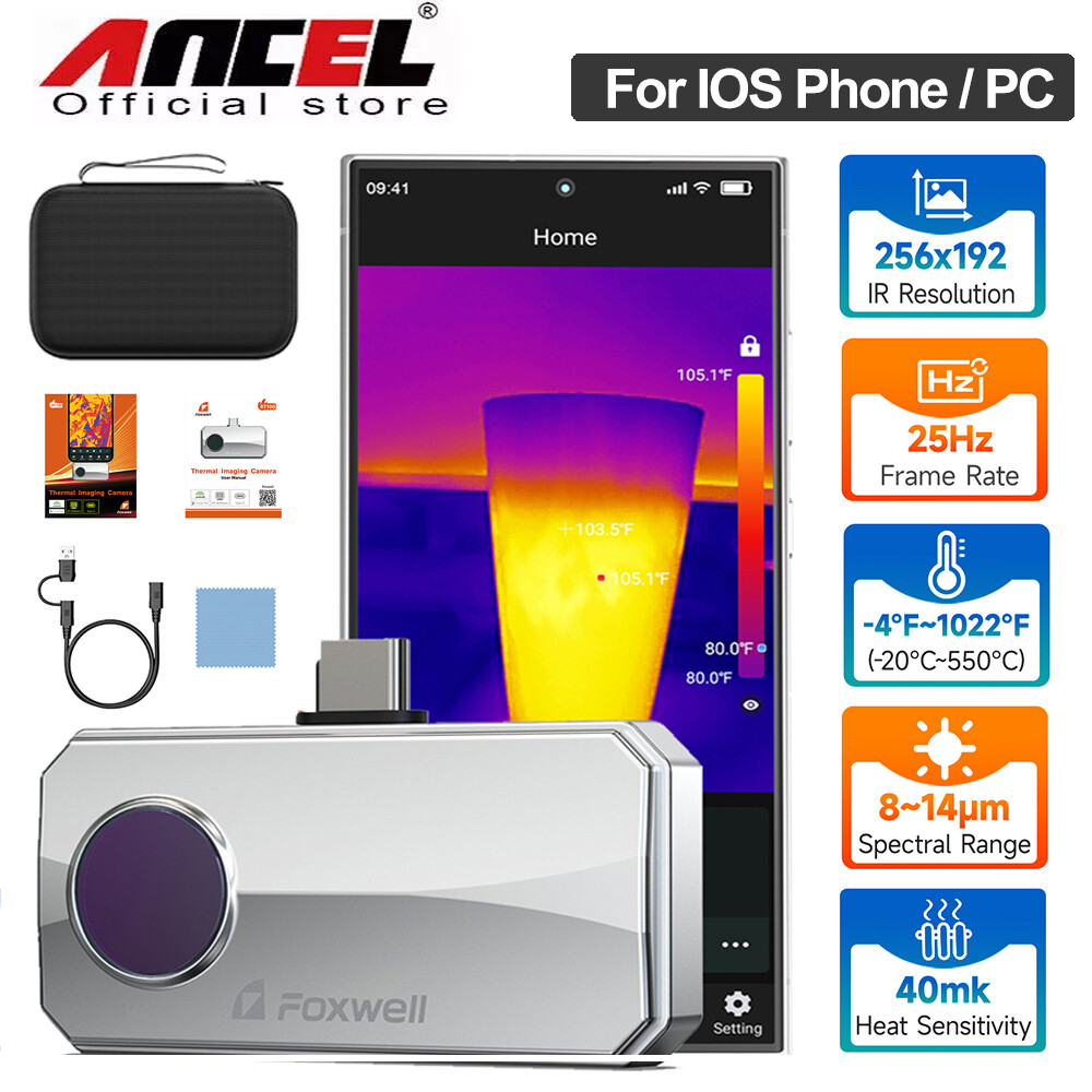 ANCEL IR High Resolution Thermal Imaging Camera for Android IOS Type-C Portable