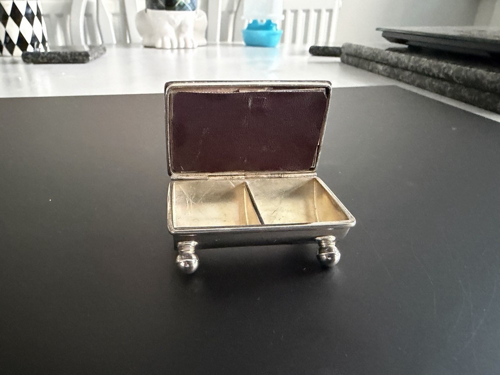 Victorian Style Solid Silver Double Stamp Case Box CME Jewellery c1990