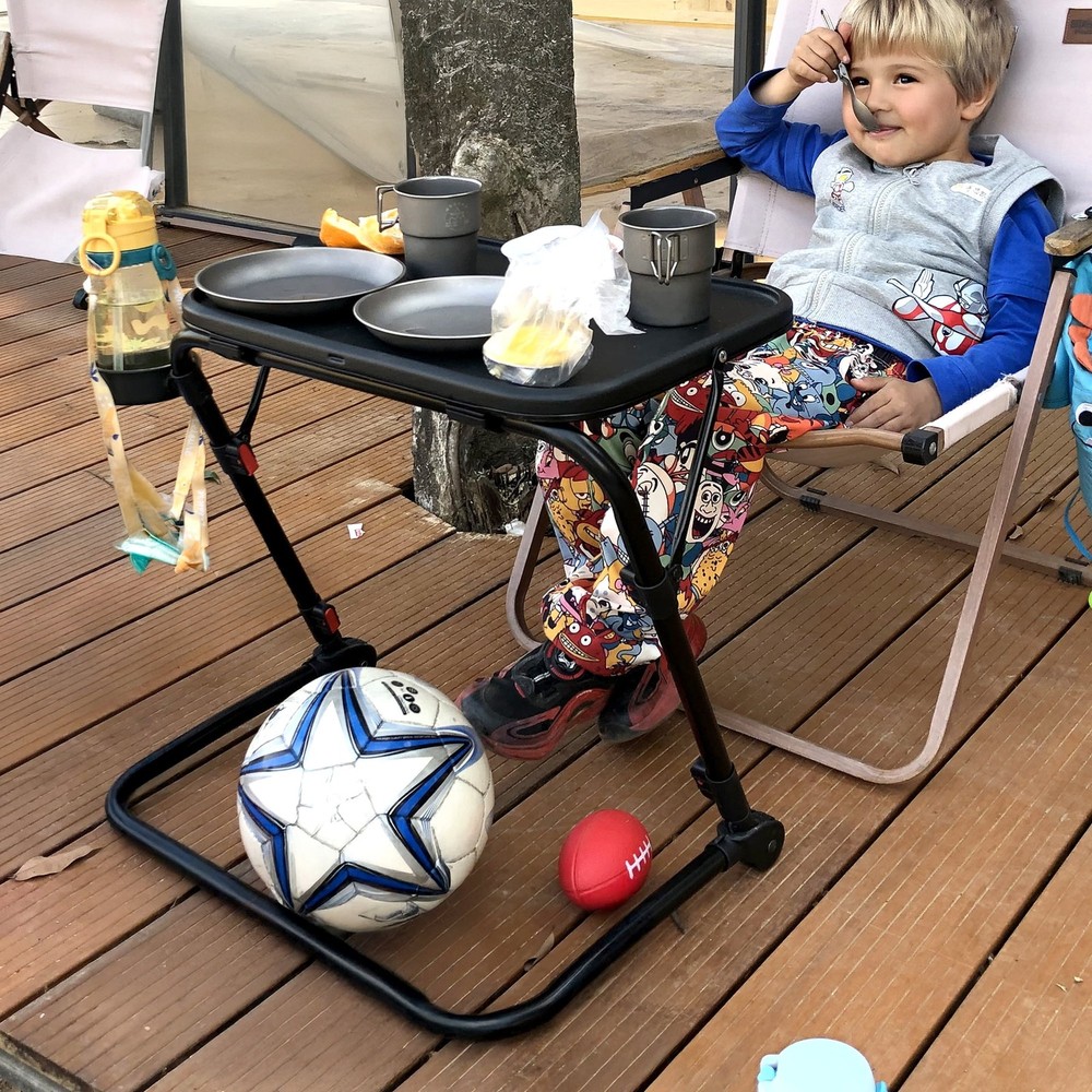 Adjustable Folding Table Portable Small Table Patio Camping/Backyard Black