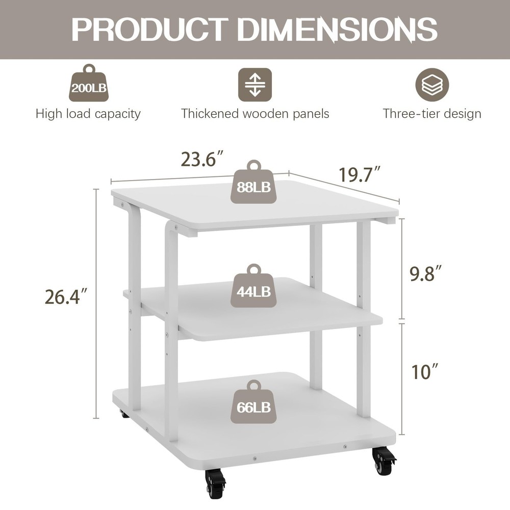 Natwind Printer Stand, 24''x20''x26'' Large Printer Table with Storage Shelf,...
