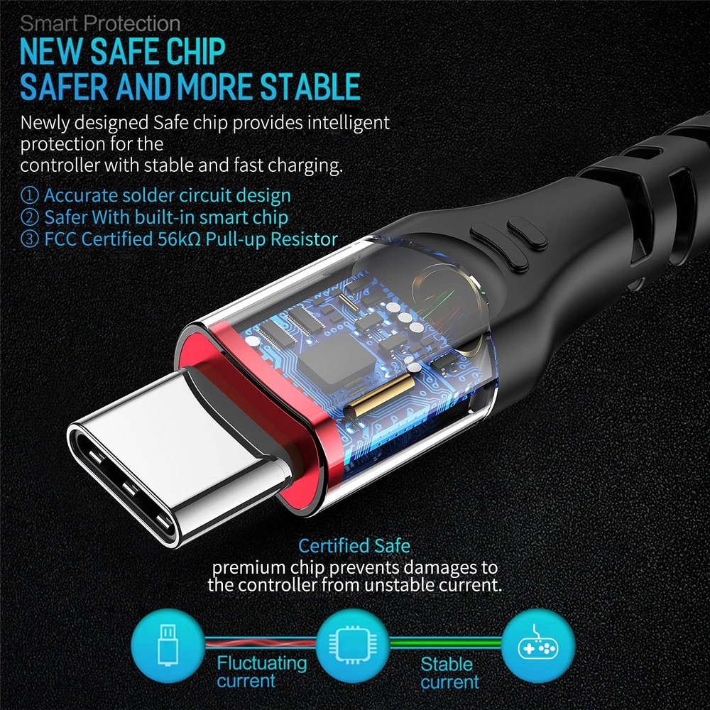 PS5 Controller Charger Charging Cable – 2 Pack 10FT Type C to USB A Data...