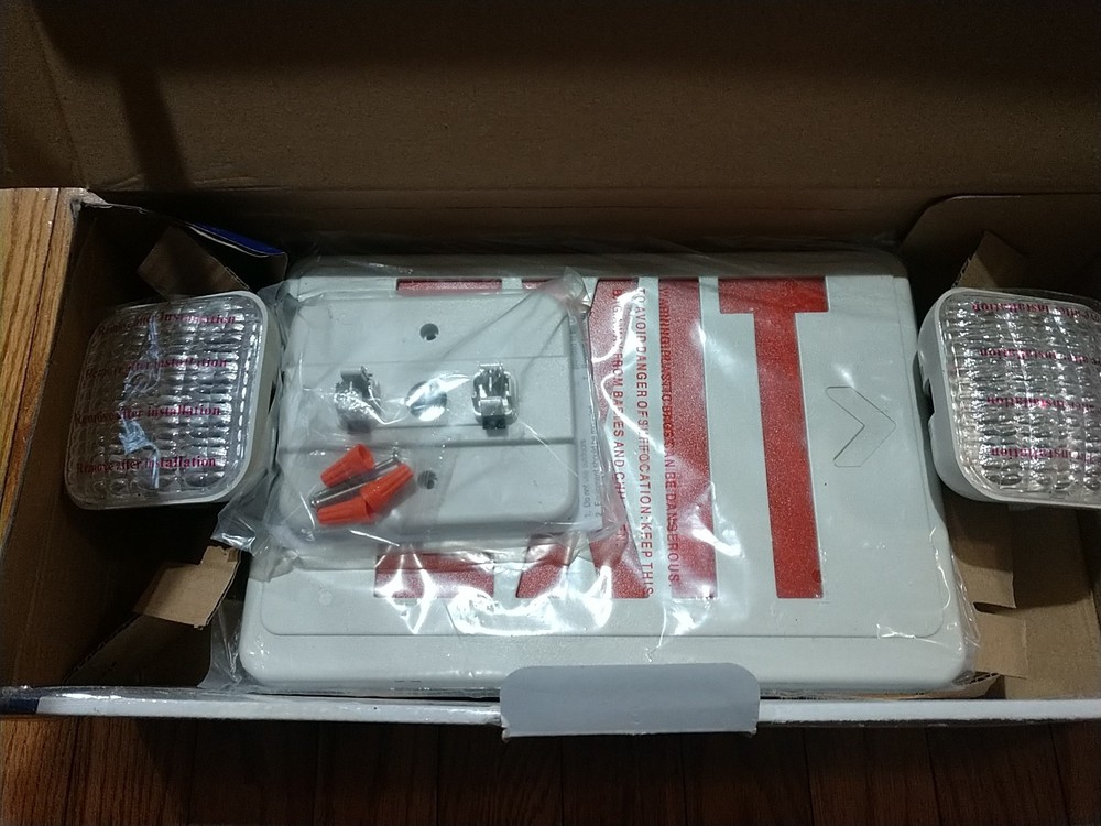 LFI Lights White With Red LED Exit Sign Emergency Light Double Faced