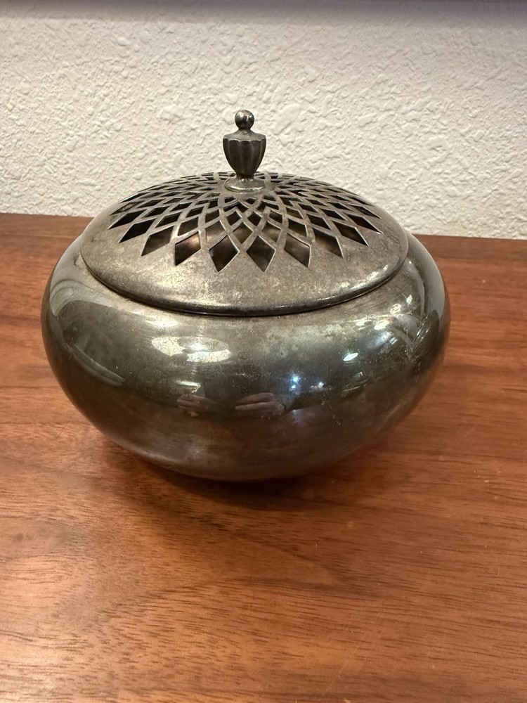 Wm Rogers Silverplate Censor Lidded Bowl Incense Burner