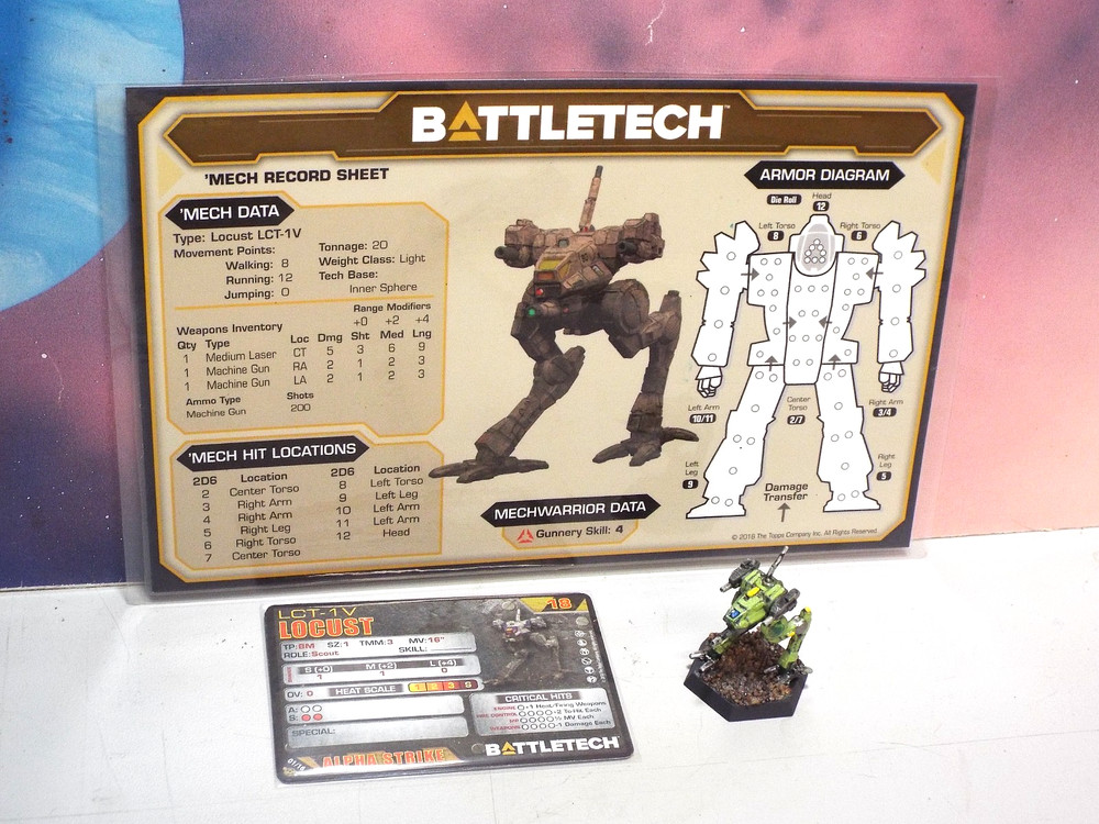 BATTLETECH LOCUST MECH (CATALYST, PLASTIC, PAINTED)