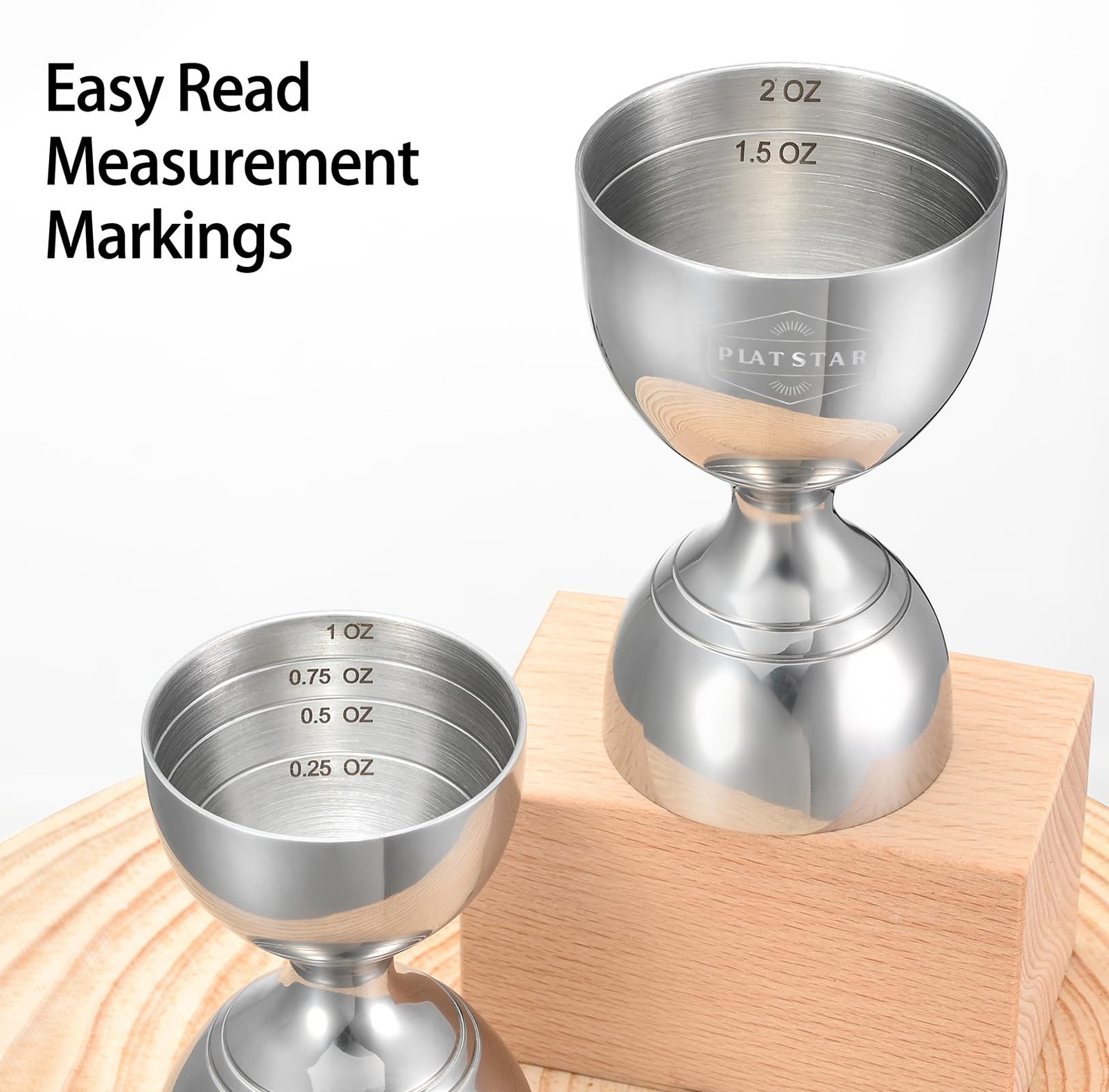 Plat Star Cocktail Measuring Jigger, Shot Measure Dia 2inch X 3.4inch, Silver