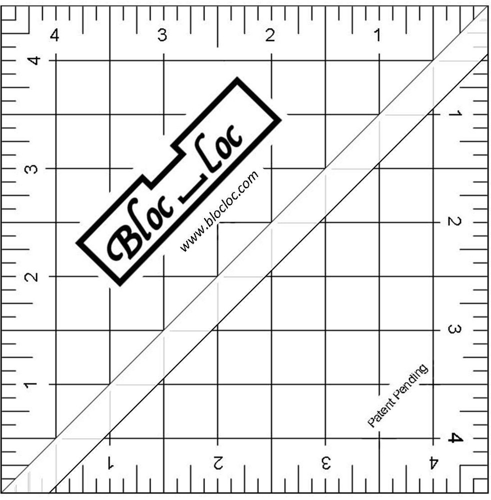 Bloc Loc Half Square Triangle Multiple-Size 4-1/2" Quilting Ruler with Clear
