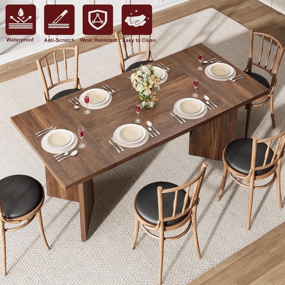 Double-Sided Triamine Rectangular Dining Table Iron Foot 1 Panel/Footboard Thick