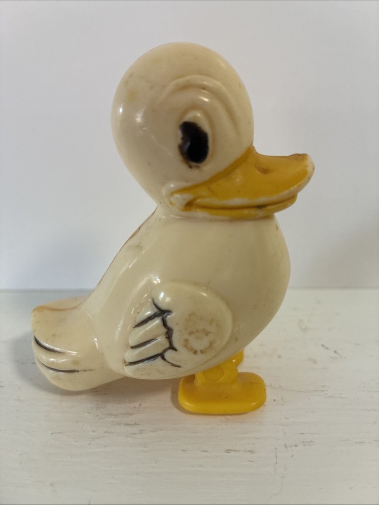 Antique Plastic Self Gravity Walking And Pull Toy Duck 1950's