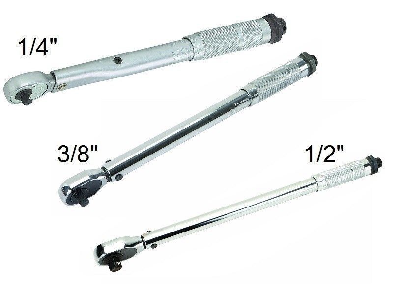 Set of 3 Pro Reversible Click Type Torque Wrench Sizes 1/4", 3/8", 1/2"