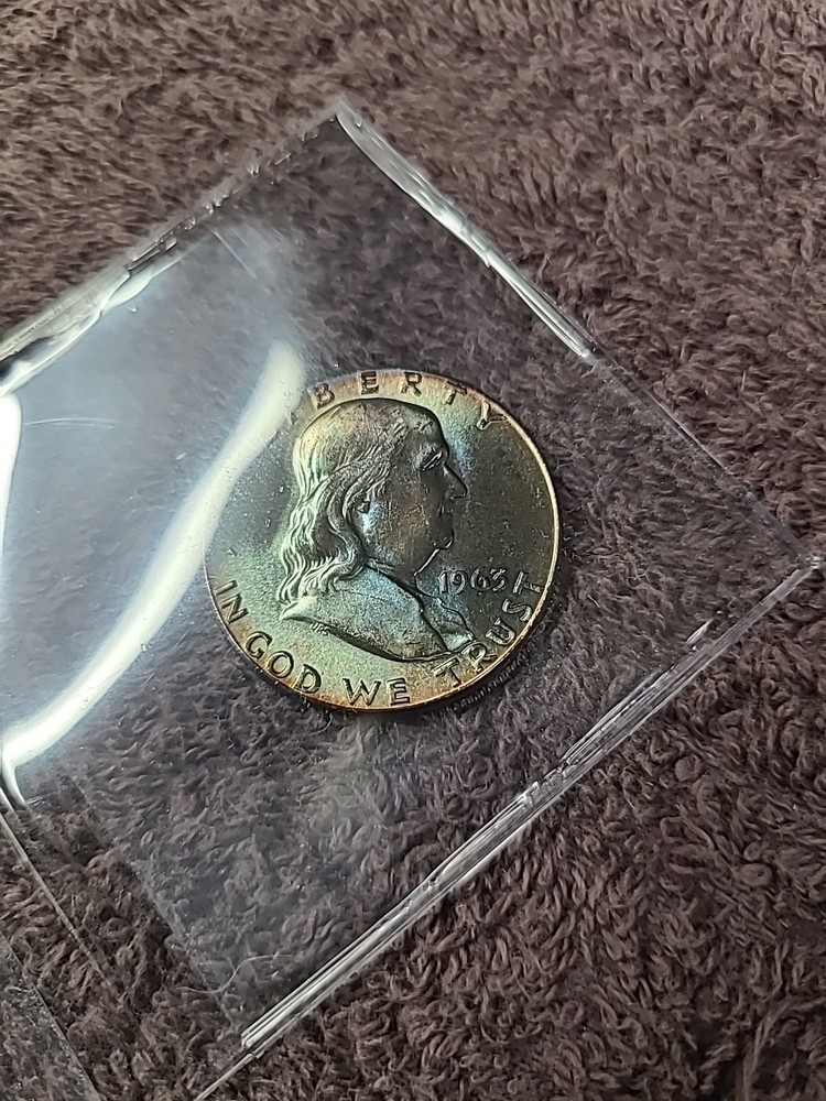 1963 franklin half dollar 🌈 Toned🌈