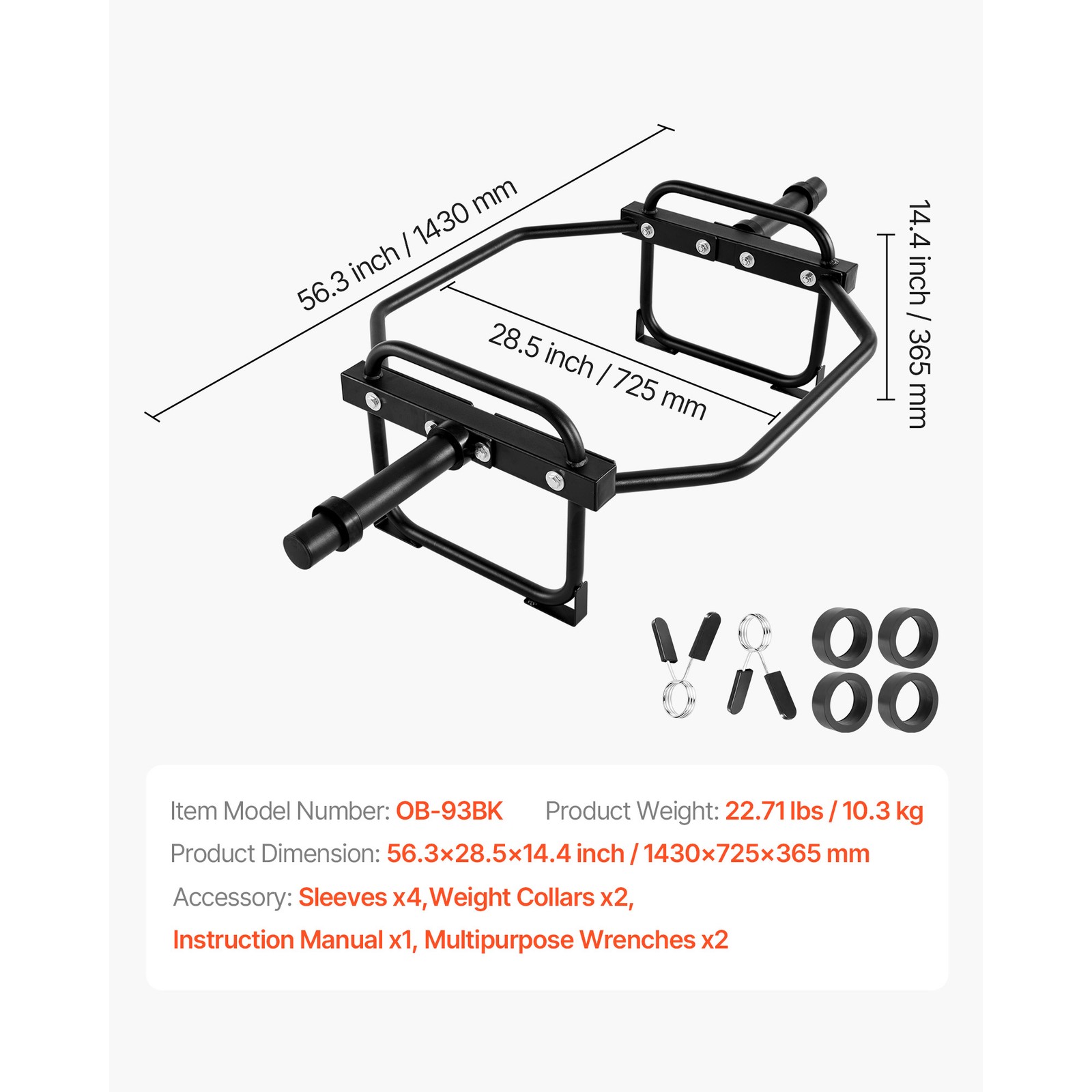 Uimoso Hex Bar for Weightlifting - Squats, Shrugs, Deadlifts, 2-Inch Design