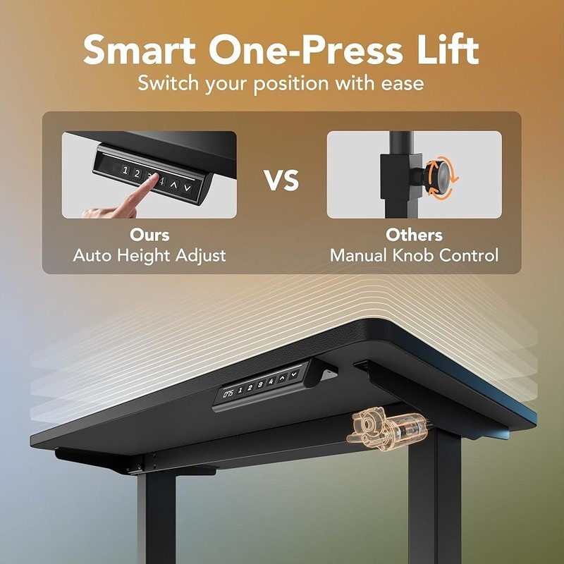 Electric Standing Desk Adjustable Height 4 Memory Settings Anti-Collision System