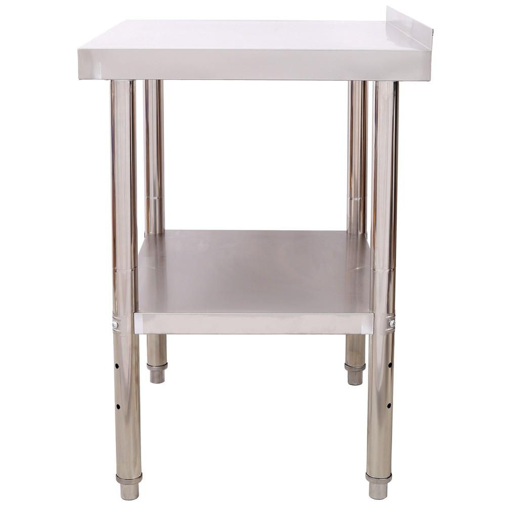 Stainless Steel Prep Table Adjustable Undershelf Workstation with Backsplash