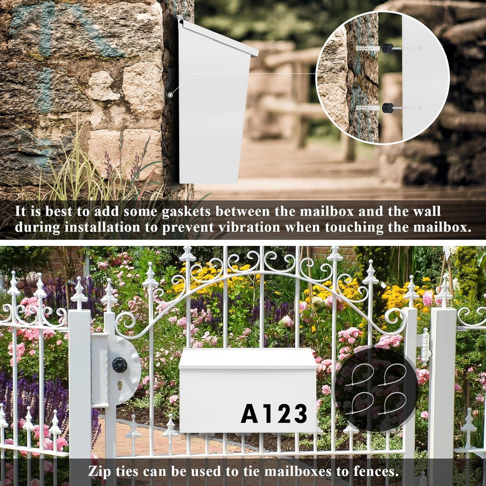 Wall-Mount Mailbox Large Mailbox for Post Rust-Proof Galvanized Steel Box for ou