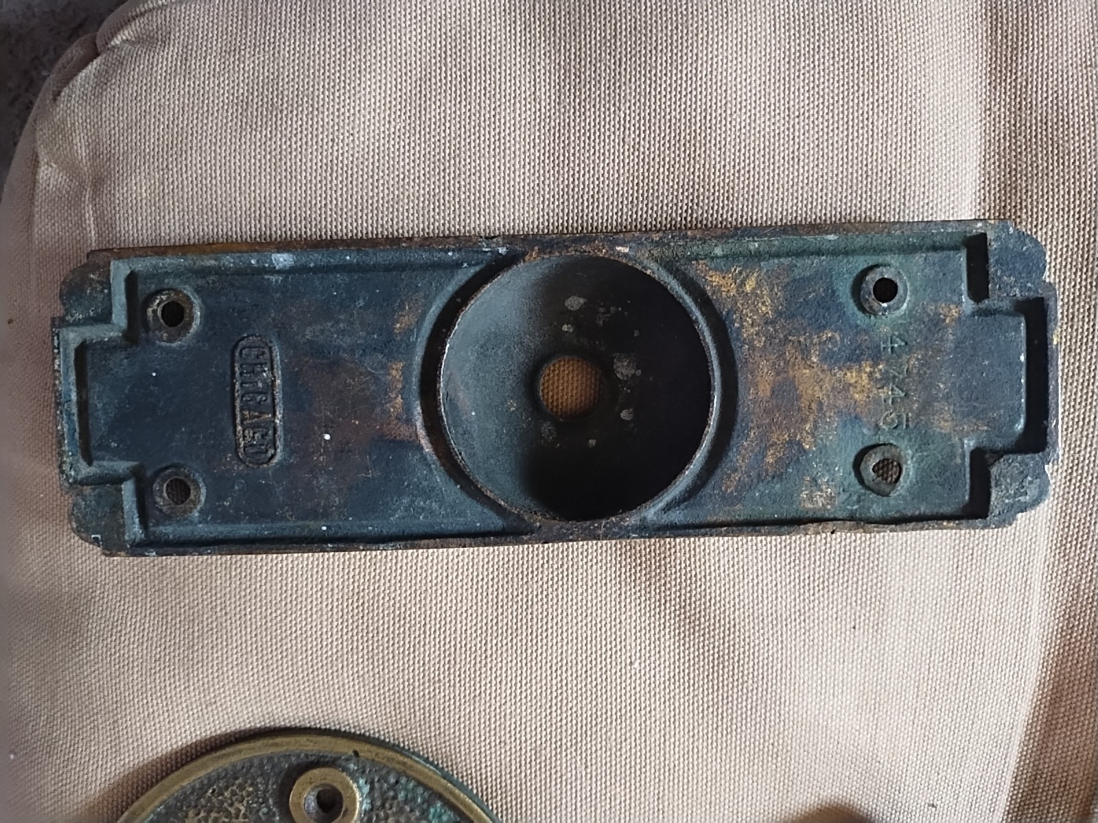 Antique Chicago 1745 Solid Bronze Ornate Victorian Doorbell Plate