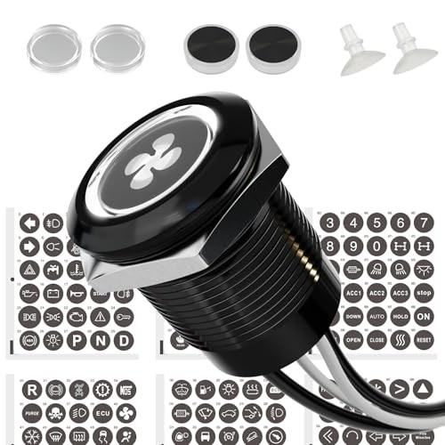 19mm Momentary Push Button Switch, 5A IP67 Waterproof Momentary-with wire White