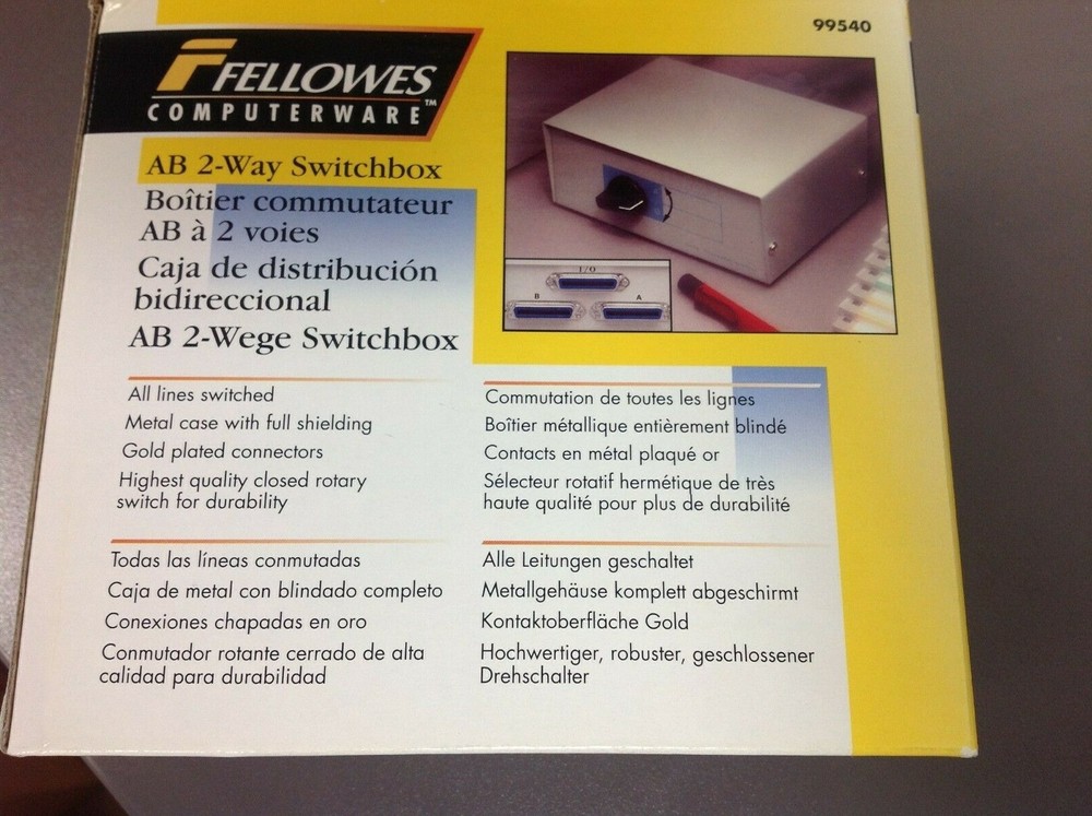 Fellowes Computerware AB 2-Way Switchbox, New In Box