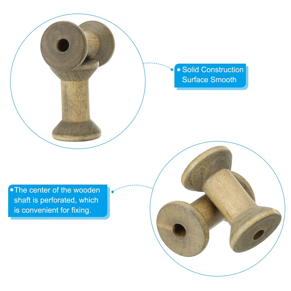 10Pcs Wooden Empty Spools 2" x 1.4" Sewing Thread Spool Brown