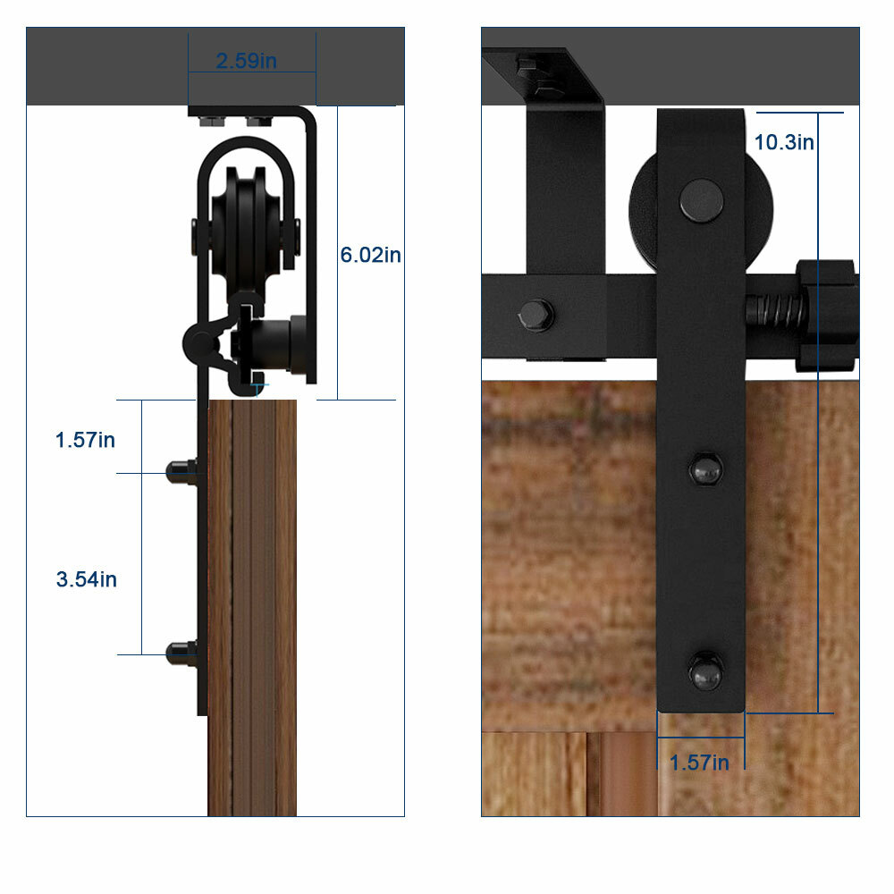 5-12FT Ceiling Bracket Mount Sliding Barn Door Hardware Kit Single/ Double Door