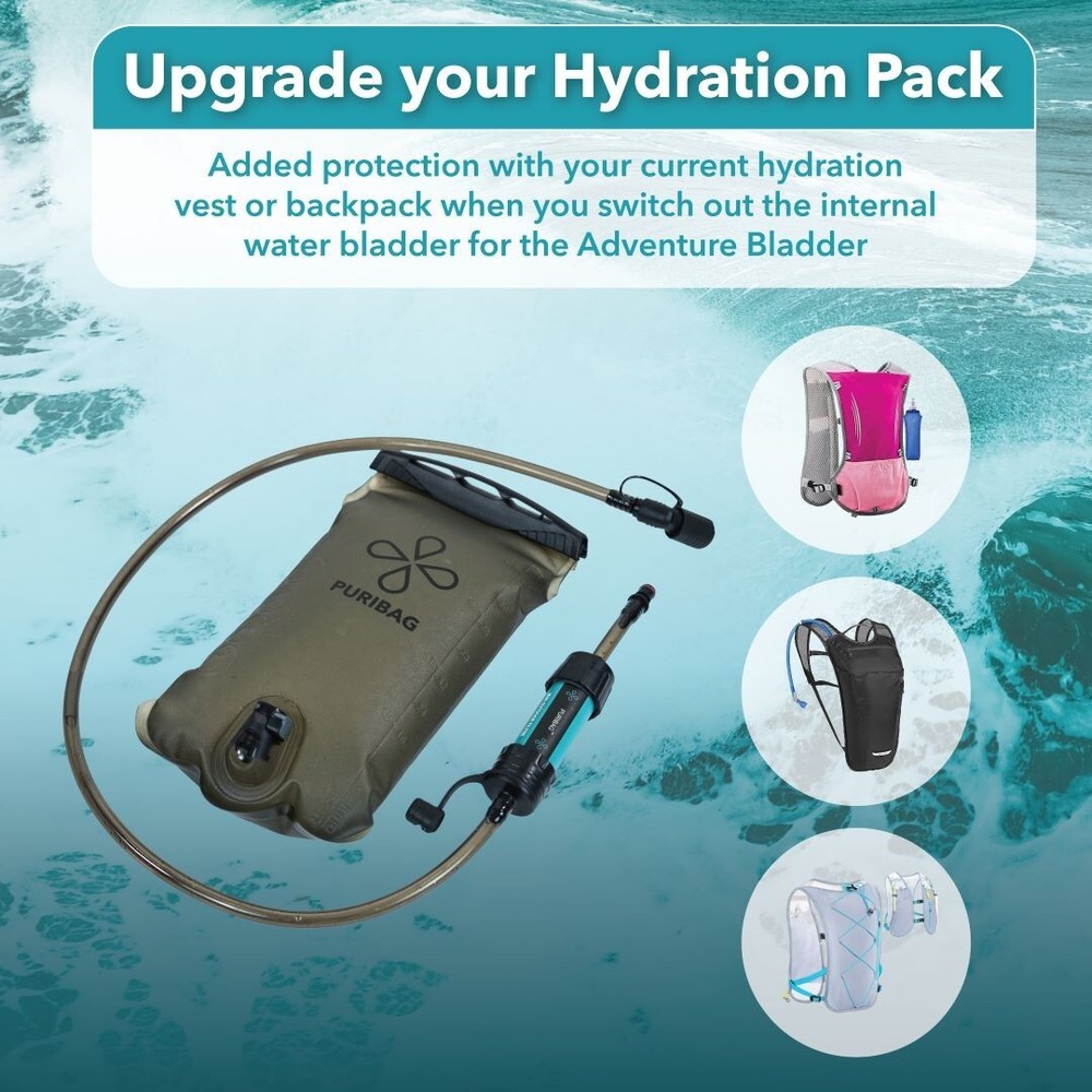 Puribag Adventure Bladder: 2 Liter Hydration Bladder with Filter