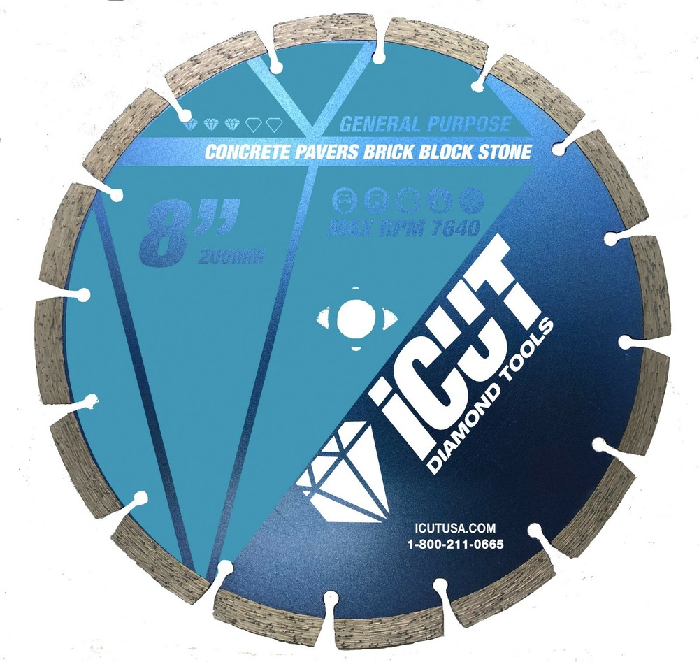 8" iCut premium segmented 10mm diamond saw blade general purpose
