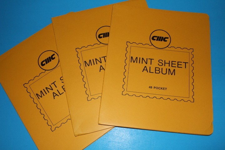 CMC Mint Sheet File Capacity 16 pgs 3 pocket 11.5" x 9.5" BlueLakeStamps CLEAN