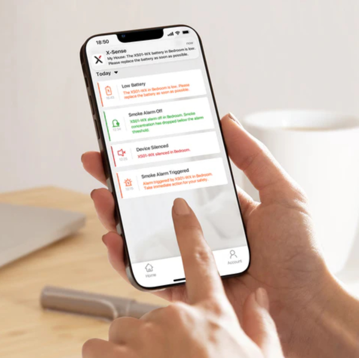 XSense WiFi Smoke Alarm for Home with Replaceable Battery XS01-WX Smart Alarm