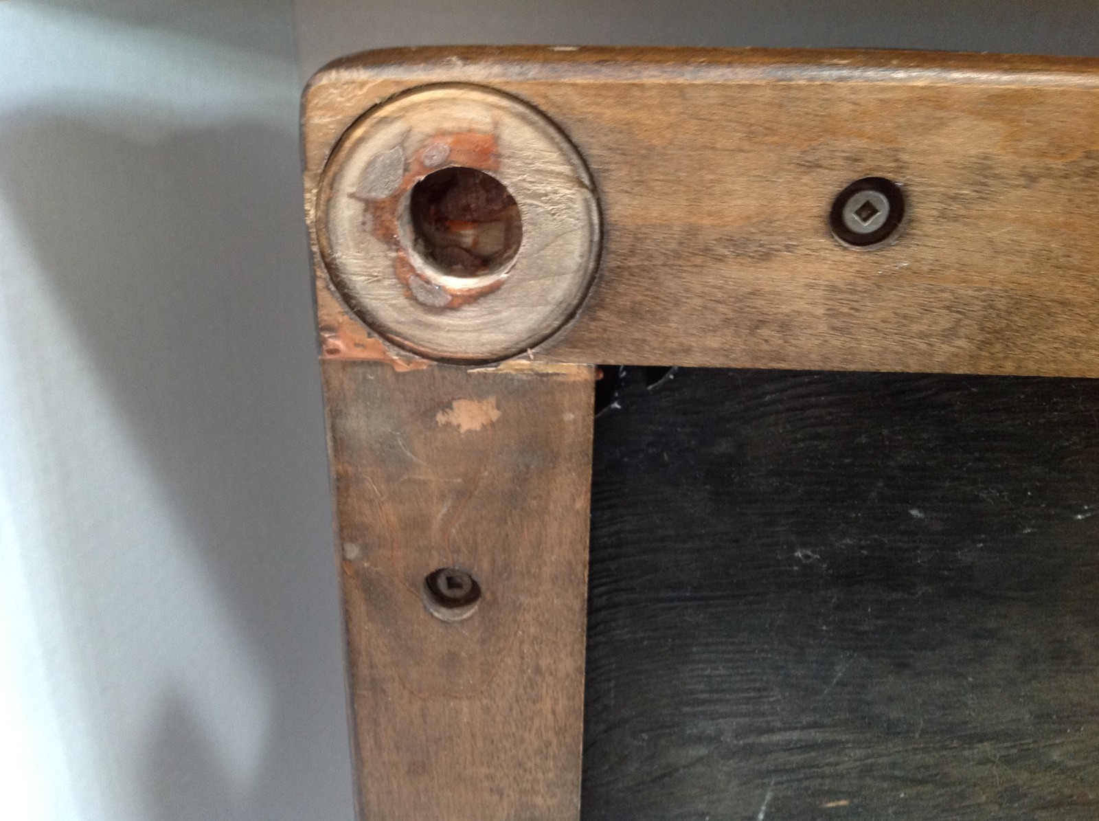 VINTAGE ETHAN ALLEN MCM STACKABLE VINYL WITH WOOD BASE FOOTSTOOL OTTOMAN