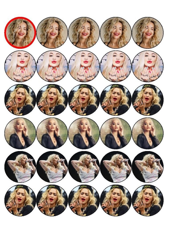 30 Rita Ora edible cup cake toppers,